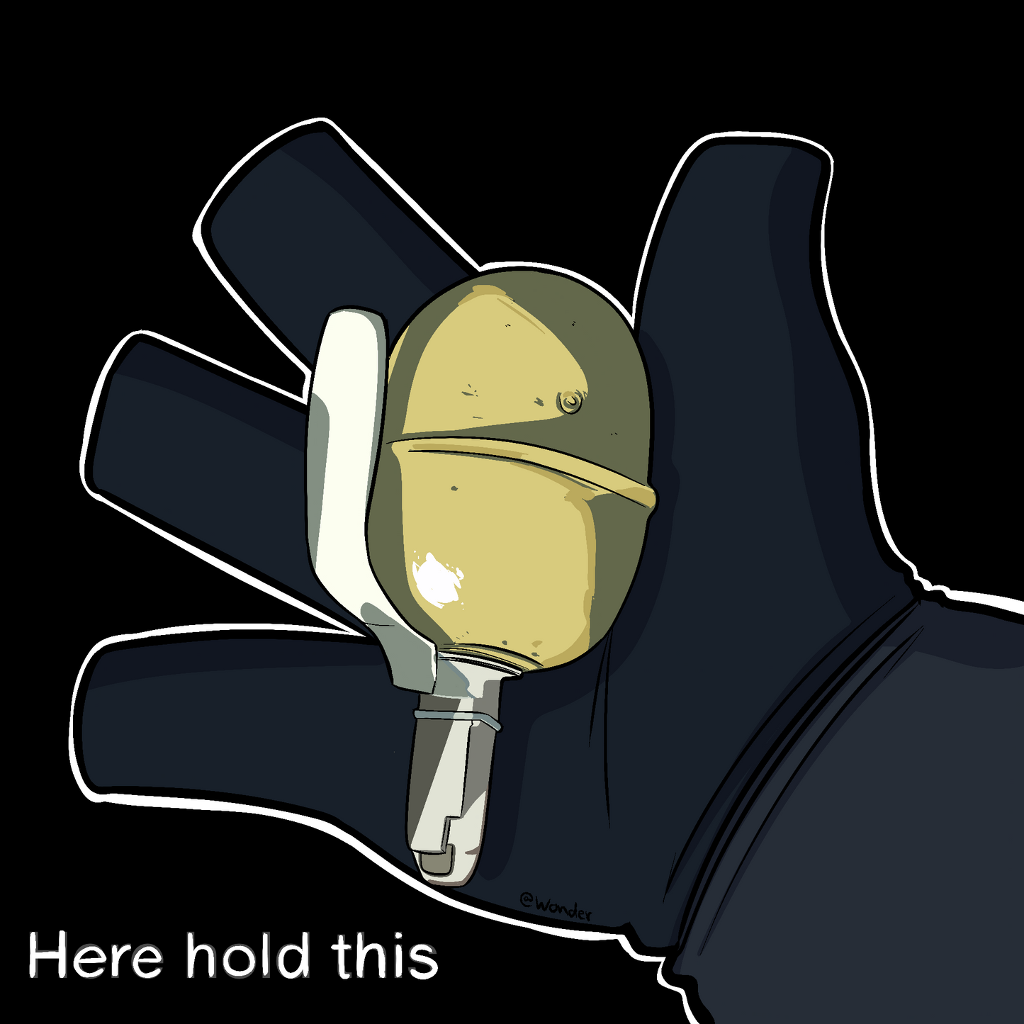 “Here, Hold This” Present – 3 Inch Sticker